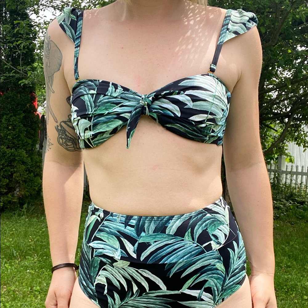 Two piece bandeaux top high waisted Swimsuit
